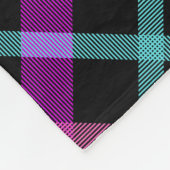 体操ビームピンクパープルティール（緑がかった色）タータンチェック フリースブランケット (角)