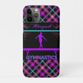 体操ビームピンクパープルティール（緑がかった色）タータンチェック Case-Mate iPhoneケース (裏)