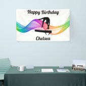 体操ビーム「ハッピーバースデー」カラフル旋回 横断幕 (トレードショー)