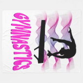 体操ピンクと紫のバランスビーム フリースブランケット (正面(横))