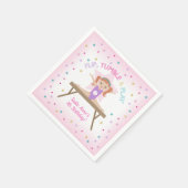 体操ピンクの髪の体操ジャンプ誕生日パーティー スタンダードカクテルナプキン (角)