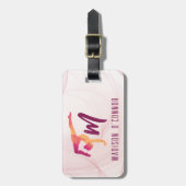 体操ピンクパーソナライズされた色 ラゲッジタグ (正面縦)