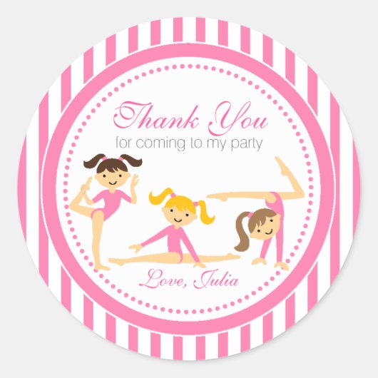 体操ピンクパーティーシール ラウンドシール (正面)