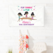 体操ピンクパープルターコイズガール誕生日バン 横断幕 (インサイチュ)