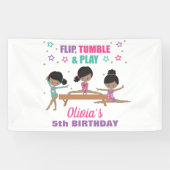 体操ピンクパープルターコイズガール誕生日バン 横断幕 (横)