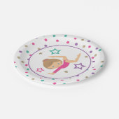 体操ピンクパープルターコイズガール誕生日パップ ペーパープレート (アングル)