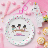 体操ピンクパープルターコイズガール誕生日パップ ペーパープレート (パーティー)