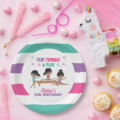 体操ピンクパープルターコイズガール誕生日パップ ペーパープレート (パーティー)