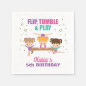 体操ピンクパープルターコイズガール誕生日 スタンダードカクテルナプキン (正面)