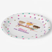 体操ピンクパープルターコイズガール誕生日 ペーパープレート (アングル)