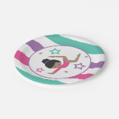 体操ピンクパープルターコイズガール誕生日 ペーパープレート (アングル)