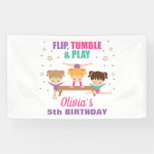 体操ピンクパープルターコイズガール誕生日 横断幕 (横)