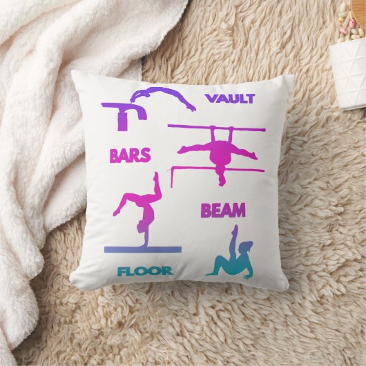 体操ピンクパープルターコイズヴォールトバービーム クッション (ブランケット)