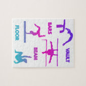 体操ピンクパープルターコイズヴォールトバービーム ジグソーパズル (横)