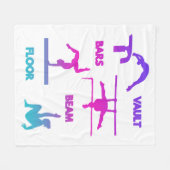 体操ピンクパープルターコイズヴォールトバービーム フリースブランケット (正面(横))