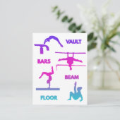 体操ピンクパープルターコイズヴォールトバービーム ポストカード (スタンド正面)