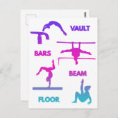 体操ピンクパープルターコイズヴォールトバービーム ポストカード (正面/裏面)