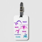 体操ピンクパープルターコイズヴォールトバービーム ラゲッジタグ (正面縦)