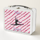 体操ピンクホワイトペパーミントキャンディスプリンクル メタルランチボックス (正面)