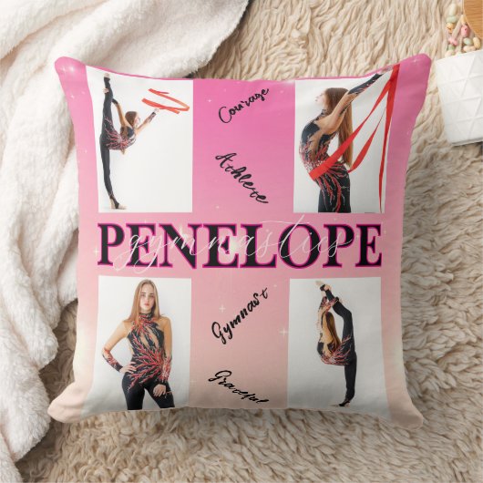 体操ピンク4フォト勇気付けられる クッション (ブランケット)