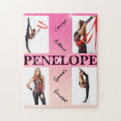 体操ピンク4フォト勇気付けられる ジグソーパズル (縦)