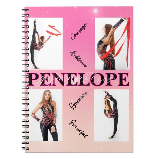 体操ピンク4フォト勇気付けられる ノートブック (正面)