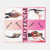 体操ピンク4フォト勇気付けられる フリースブランケット (正面(横))