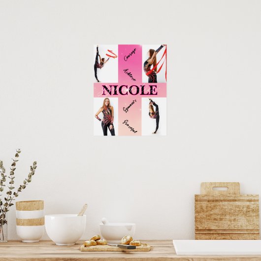 体操ピンク4フォト勇気付けられる ポスター (キッチン)