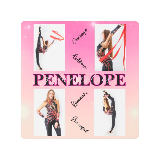 体操ピンク4フォト勇気付けられる メタルプリント (正面)