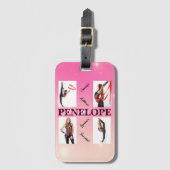 体操ピンク4フォト勇気付けられる ラゲッジタグ (正面縦)