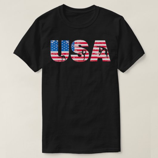 体操ファン米国国旗USA体操選手V Tシャツ (デザイン正面)