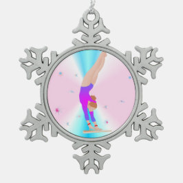 体操フライガールオーナメント スノーフレークピューターオーナメント