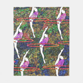 体操フラフープダンスカラフルパターンギフト フリースブランケット