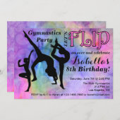 体操フリップガールズバースデーパーティー招待状 招待状 (正面/裏面)