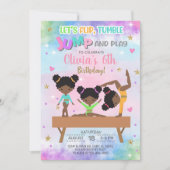 体操フリップタンブルジャンプと女の遊子の誕生日。 招待状 (正面)