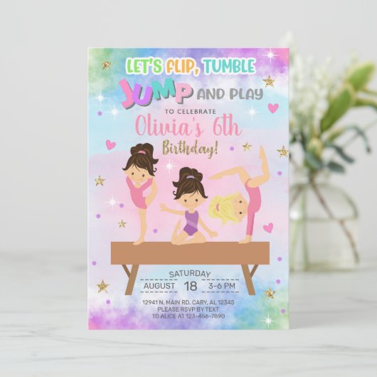 体操フリップタンブルジャンプと女の遊子の誕生日。 招待状 (スタンド正面)