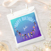 体操フレンズ「ハッピーバースデー」ターコイズ フェイバーバッグ (クリップ留めされた状態)