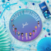 体操フレンズ「ハッピーバースデー」ターコイズ ペーパープレート (パーティー)