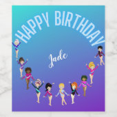 体操フレンズ「ハッピーバースデー」ターコイズ ワインラベル (シングルラベル)