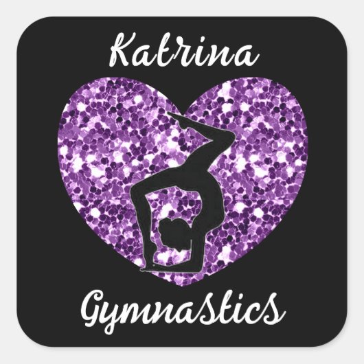 体操ブラックとパープルパーソナライズされた スクエアシール (正面)