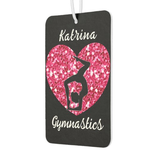 体操ブラックとホットピンクパーソナライズされた カーエアーフレッシュナー (左)