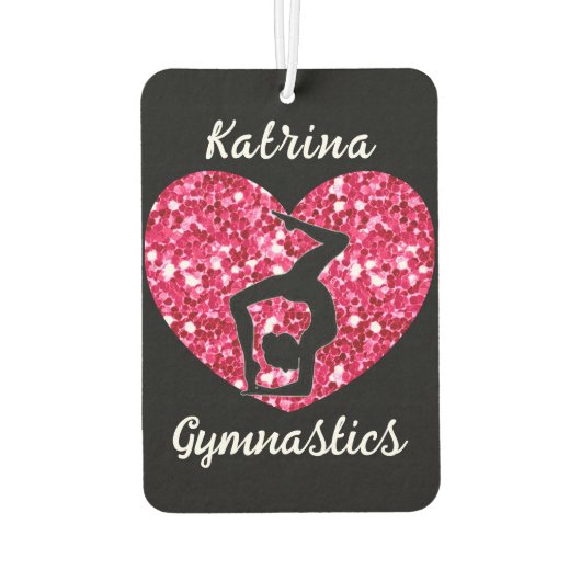体操ブラックとホットピンクパーソナライズされた カーエアーフレッシュナー (裏面)