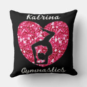 体操ブラックとホットピンクパーソナライズされた クッション (裏面)