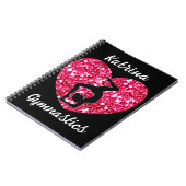 体操ブラックとホットピンクパーソナライズされた ノートブック (左側)