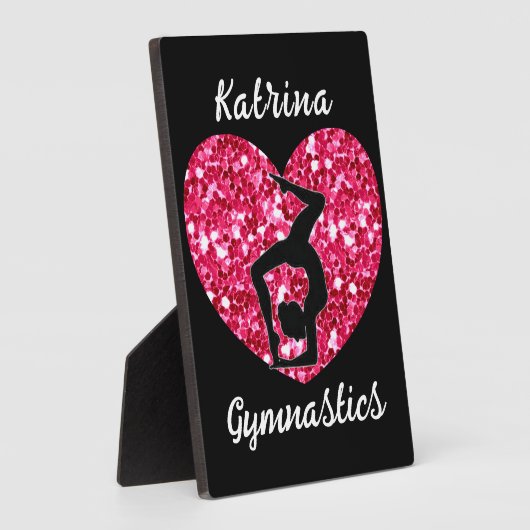 体操ブラックとホットピンクパーソナライズされた フォトプラーク (側面)
