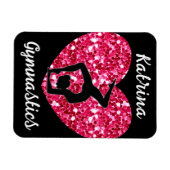 体操ブラックとホットピンクパーソナライズされた マグネット (横)