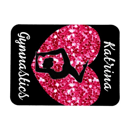 体操ブラックとホットピンクパーソナライズされた マグネット (横)