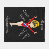 体操ブラック/ブロンド、ヘーゼルアイズ、レッドレオタール フリースブランケット (正面(横))