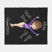 体操ブルネット、茶色の目、紫のレオタードF フリースブランケット (正面(横))