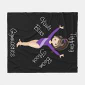 体操ブルネット、茶色の目、紫のレオタール フリースブランケット (正面(横))